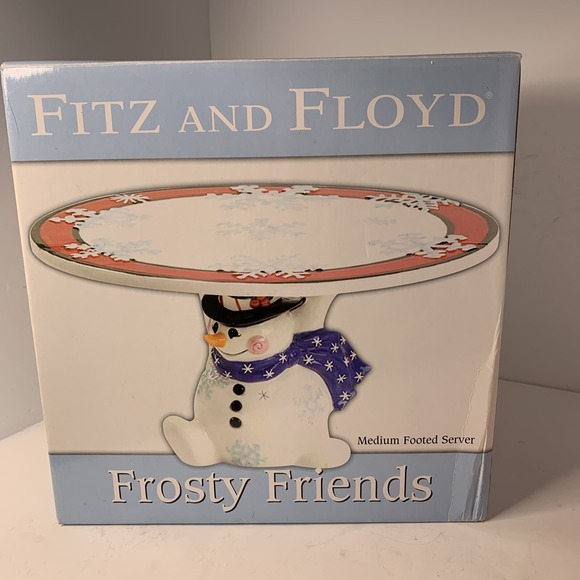 Fitz & Floyd Other - NIB Vintage Fitz and Floyd Frosty Friends‎ Snowman Cake Plate Stand Christmas